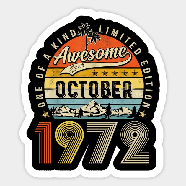 Awesome Since October 1972 Vintage 51st Birthday Sticker by Red and Black Floral